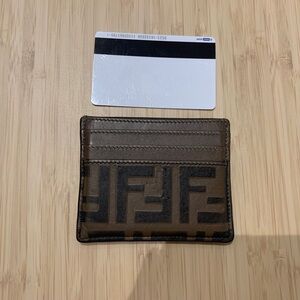 Fendi Black and Brown Monogram Card Holder